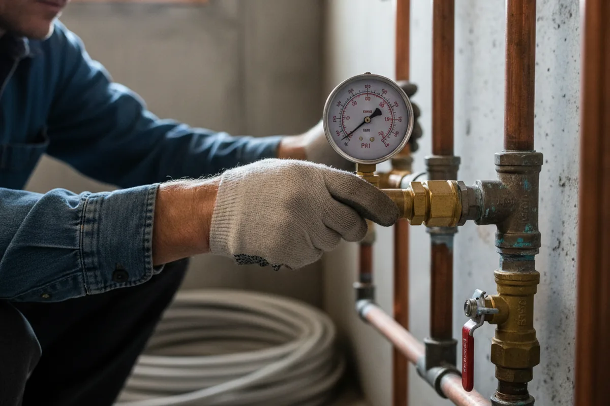 Pressure testing a repaired line during Water Line Repair in Fortson